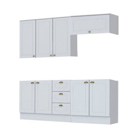 Cozinha Modulada Cooktop 4 Peças 8 Portas 3 Gavetas com Tampo Henn Americana