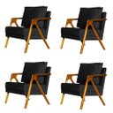 Ver imagem 1 de Kit 4 Poltronas Cadeira Mona Luxo Recepção - Suede Preto