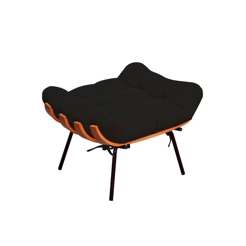 Poltrona com Puff Costela Suede Preto Base Metal Vallisadecor - 5