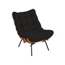 Ver imagem 3 de Poltrona com Puff Costela Suede Preto Base Metal Vallisadecor