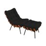 Poltrona com Puff Costela Suede Preto Base Metal Vallisadecor - 1
