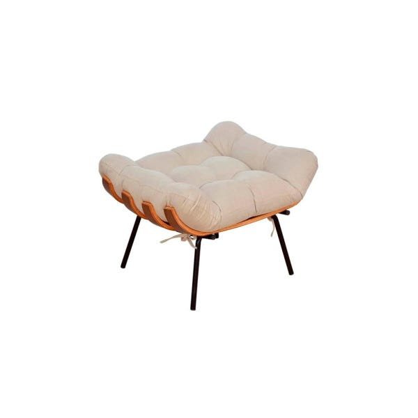 Poltrona com Puff Costela Suede Bege Base Metal Vallisa Decor - 6