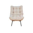 Ver imagem 3 de Poltrona com Puff Costela Suede Bege Base Metal Vallisa Decor