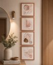 Ver imagem 1 de Kit 4 Quadros Decorativos Abstratos Rosa Dourado Canvas Moldura Rose Gold 32,5x31,5cm