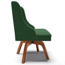 Ver imagem 2 de Cadeira Decorativa Sala de Jantar Base Giratória de Madeira Firenze Veludo Verde/natural G19