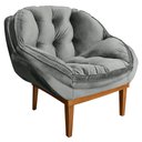 Ver imagem 1 de Poltrona Decorativa Marcela Veludo Cinza Base Madeira Castanho - Pallazio Ana