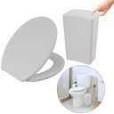 Ver imagem 1 de Assento Vaso Sanitário Tampa Oval Soft Branco + Lixeira Branca 8l com Tampa Click
