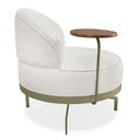 Ver imagem 3 de Kit 2 Poltronas Decorativa Andromeda Linho Bouclê Bege Pérola Base Giratória de Ferro - Pallazio