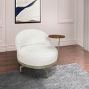 Ver imagem 7 de Kit 2 Poltronas Decorativa Andromeda Linho Bouclê Bege Pérola Base Giratória de Ferro - Pallazio