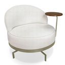 Ver imagem 6 de Kit 2 Poltronas Decorativa Andromeda Linho Bouclê Bege Pérola Base Giratória de Ferro - Pallazio