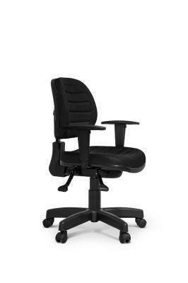 Cadeira de Escritório Executiva com Costura Ergonômica Tecido Preto - Qualiflex - 3