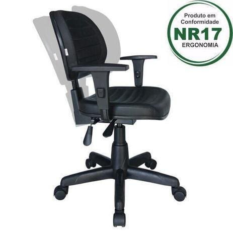 Cadeira de Escritório Executiva com Costura Ergonômica Tecido Preto - Qualiflex - 2