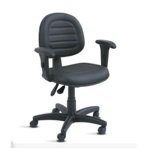 Cadeira de Escritório Executiva com Costura Ergonômica Tecido Preto - Qualiflex