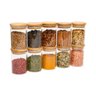 Jogo de 10 Potes Herméticos de Vidro Tampa de Bambu - 250 Ml - 1