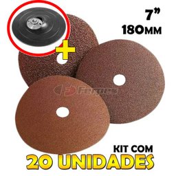 20x Disco De Lixa Madeira Ferro Esmerilhadeira 7 Pol Grãos Variados + Disco Borracha - 1