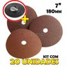 20x Disco De Lixa Madeira Ferro Esmerilhadeira 7 Pol Grãos Variados + Disco Borracha - 1