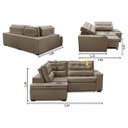 Ver imagem 2 de Sofá de Canto Retrátil e Reclinável com Molas LE 2,50x2,00m Viviane Suede Capuccino Madelina