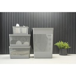 Cesto de Roupa Grid Preto 49 L com Tampa 38 x 28 x 55,2 cm - 6