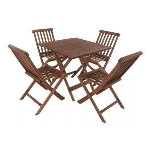 Conjunto Mesa 70 com 4 Cadeiras Roma Furo para Ombrelone