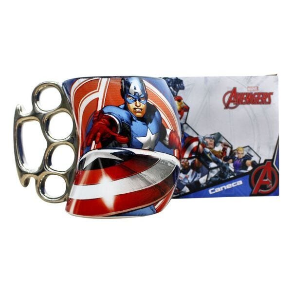 Caneca Soco Inglês 350ml Capitão America Avengers