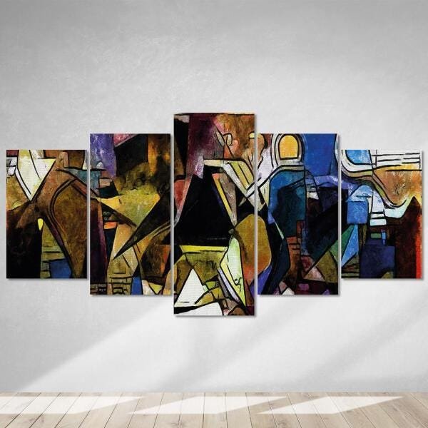 Quadro Decorativo Pintura Abstrato Geometrico Sala Colorido - 3