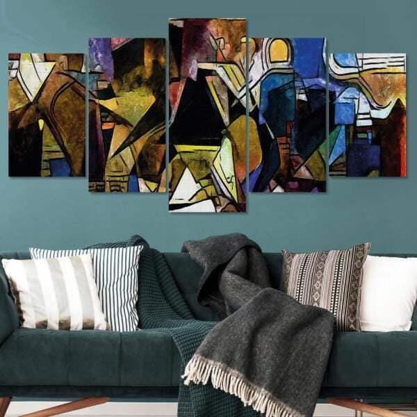 Quadro Decorativo Pintura Abstrato Geometrico Sala Colorido - 2