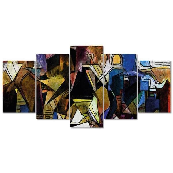 Quadro Decorativo Pintura Abstrato Geometrico Sala Colorido - 1