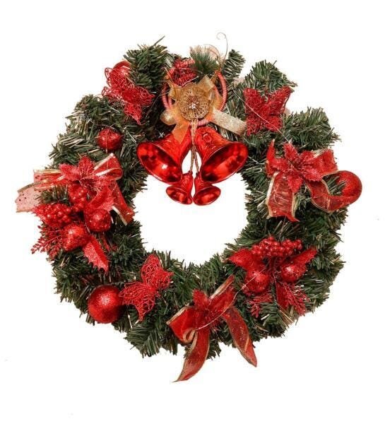 Guirlanda Natal Decoração Vermelha Luzes De Fada 45 X 45 Cm