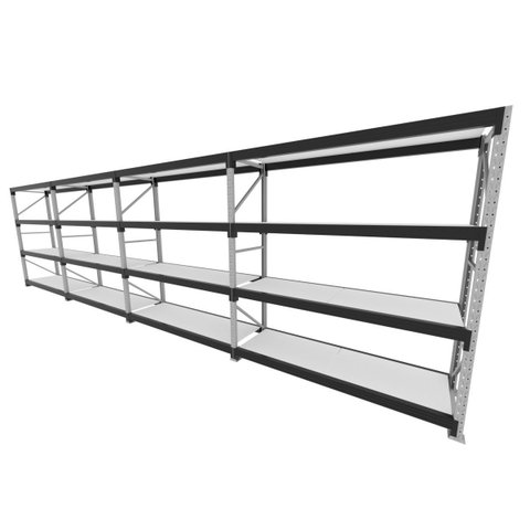 Mini Porta Pallet 200 Kg por Nivel Inicial +3 Continuação com 4 Niveis Preto com Mdf Branco