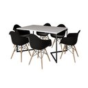 Ver imagem 6 de Mesa Jantar Industrial Branca Retangular 137X90Cm Base V Ferro Preto Com 6 Poltronas Pr Cor: Branco