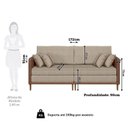 Ver imagem 4 de Sofá Living 3 Lugares Bipartido com Pés em Madeira Maciça 172cm Manágua Yescasa