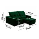 Ver imagem 7 de Sofa Retratil Reclinavel 2 Lugares 1,90m Atlantis Veludo Verde Folha Lansofbr