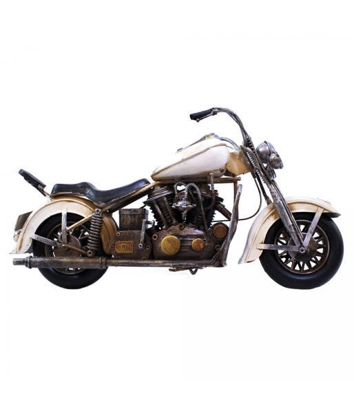 Motocicleta Branca 39cm Estilo Retrô Vintage - 3
