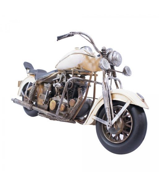 Motocicleta Branca 39cm Estilo Retrô Vintage - 1