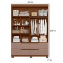 Ver imagem 2 de Guarda Roupa Solteiro Doble 04 Portas e Cômoda Mobi Nogueira Capuccino - Móveis Albatroz