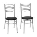 Ver imagem 1 de Conjunto 2 Cadeiras para Sala de Jantar Cinza/Cromado/Preto