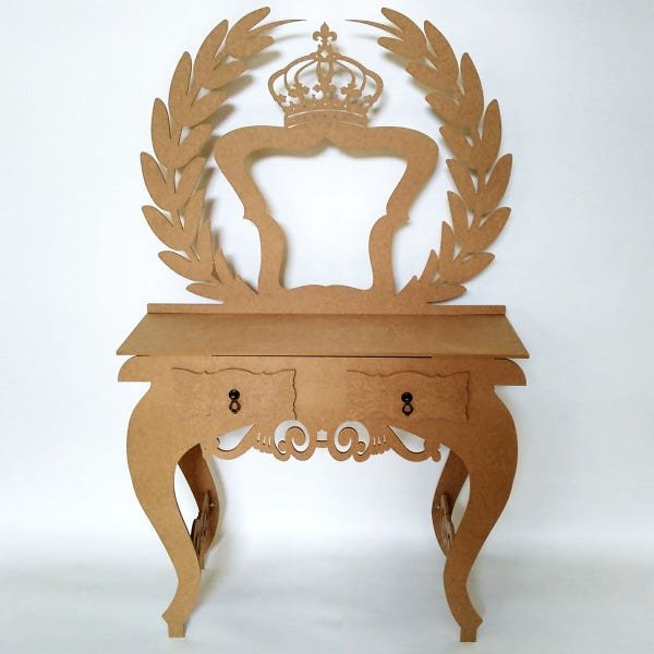 Penteadeira Real 2 Gavetas Mdf Cru 15 mm com Banqueta - 4