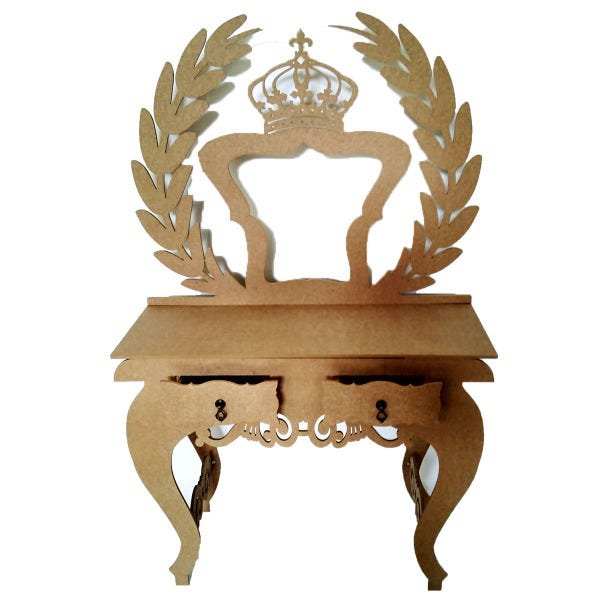 Penteadeira Real 2 Gavetas Mdf Cru 15 mm com Banqueta - 1