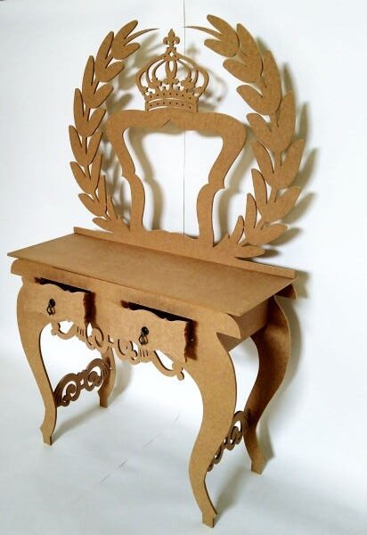 Penteadeira Real 2 Gavetas Mdf Cru 15 mm com Banqueta - 3
