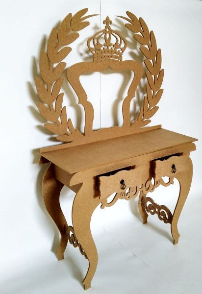 Penteadeira Real 2 Gavetas Mdf Cru 15 mm com Banqueta - 2