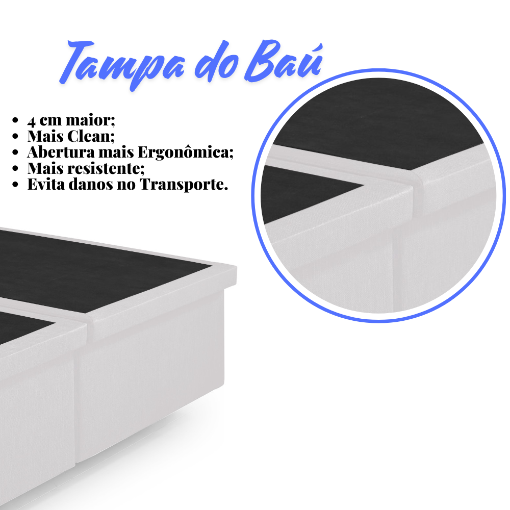 Cama Box com Baú King 193x203 com Pistão a Gás Courino Linho - 7