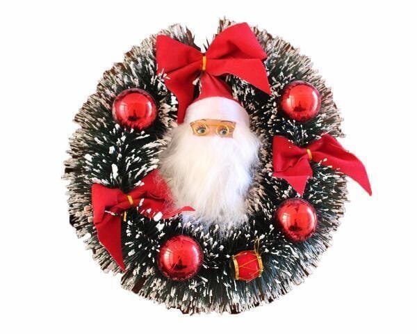 Guirlanda Natal Com Laços Enfeite De Porta Com Papai Noel - 1