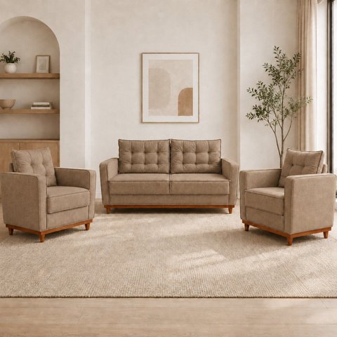 Kit Sofá 2 Lugares e 2 Poltronas Luxo Moderno Sala de Estar Samuel