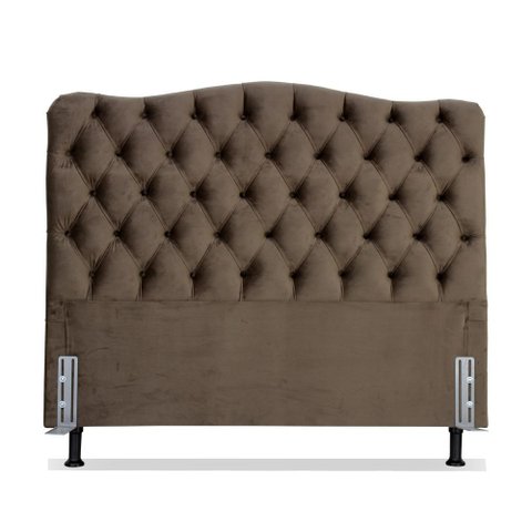 Cabeceira de Cama Box Queen 158 Cm Dunas Casavezi Suede Veludo Marrom
