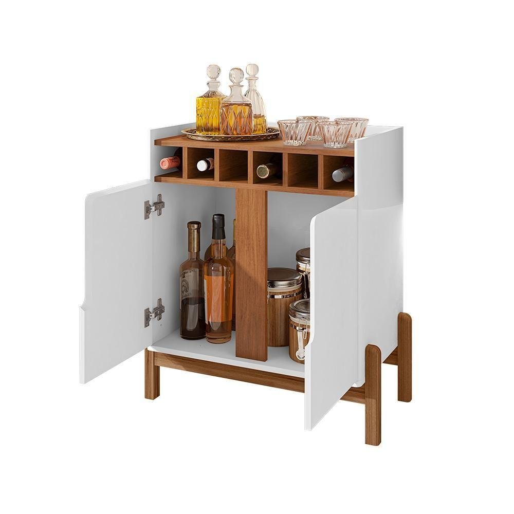 Conjunto Buffet 1.7 e Bar Ramp Branco Cedro | MadeiraMadeira