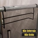 Ver mais imagens de Suporte para Box de Banheiro Toalheiro Duplo Preto 60cm