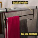 Ver imagem 3 de Suporte para Box de Banheiro Toalheiro Duplo Preto 60cm