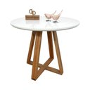 Ver imagem 1 de Mesa Jantar Base X Tampo Redondo Laca com Vidro 80cm Branco
