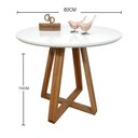 Ver imagem 2 de Mesa Jantar Base X Tampo Redondo Laca com Vidro 80cm Branco