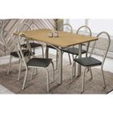 Ver imagem 1 de Conjunto: Mesa Sala Jantar Elba C/ Tampo de Madeira 160cm e 6 Cadeiras Noruega Niquel/nogueira -